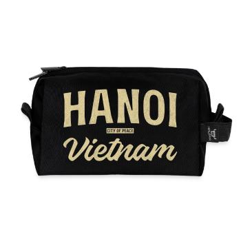Hanoï, Vietnam, Ville de la Paix Vintage - Trousse de toilette en tissu recyclé - noir - Devant