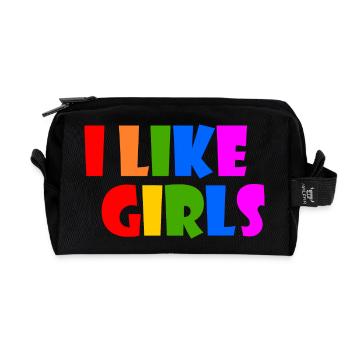 I like girls - Recycled Toiletry Zip Bag - black - Front