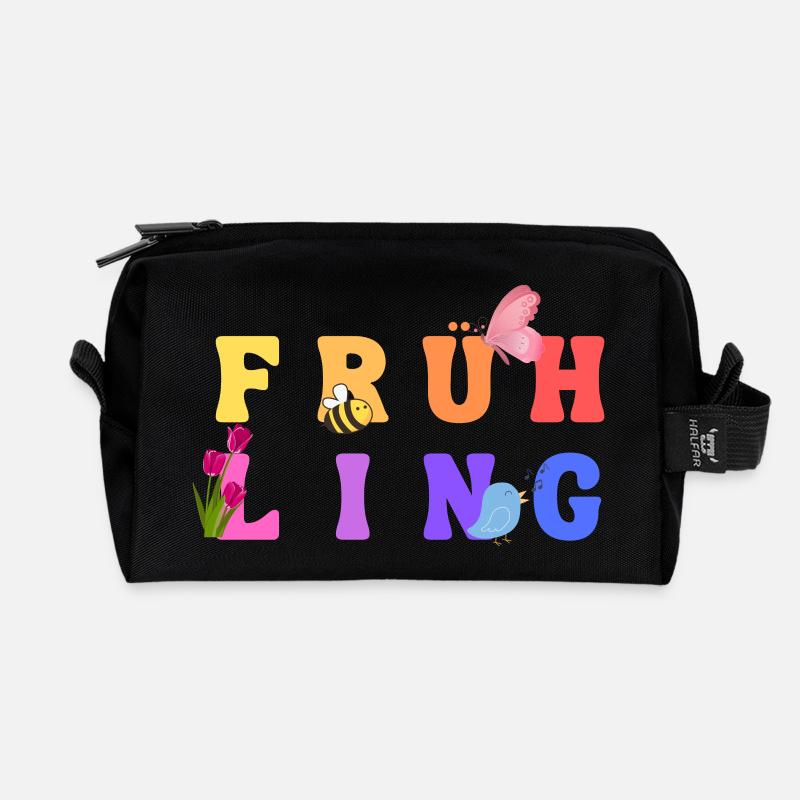 Frühling - Jahreszeit - Recycelte Kulturtasche - Schwarz