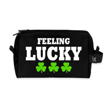 feeling lucky - Recycled Toiletry Zip Bag - black - Front
