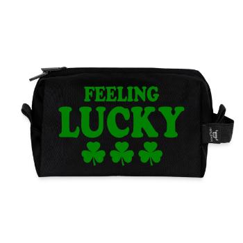 feeling lucky - Recycled Toiletry Zip Bag - black - Front