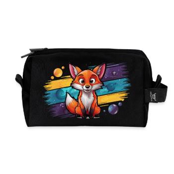 Fox - Illustration - Recycled Toiletry Zip Bag - black - Front