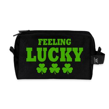 feeling lucky - Recycled Toiletry Zip Bag - black - Front
