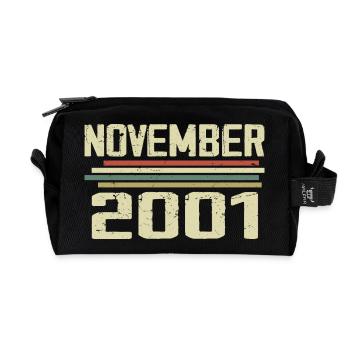 Vintage November 2001 vintage retro November 2001 - Recycled Toiletry Zip Bag - black - Front