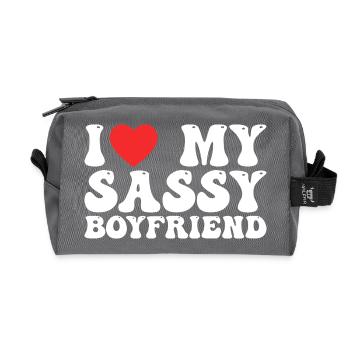 I love my sassy boyfriend - Recycled Toiletry Zip Bag - anthracite - Front
