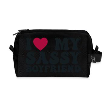 I love my sassy boyfriend - Recycled Toiletry Zip Bag - black - Front