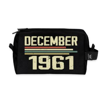 Décembre 1961 Vintage Vintage Rétro Anniversaire - Trousse de toilette en tissu recyclé - noir - Devant