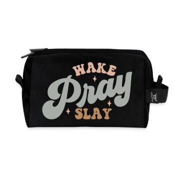 wake, pray, slay - Recycled Toiletry Zip Bag - black - Front