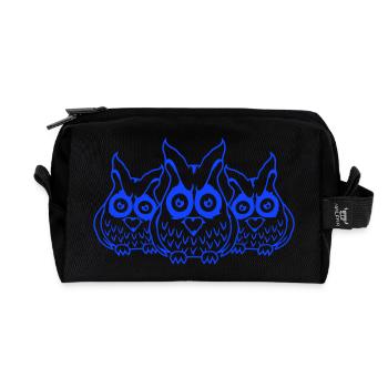 3 hiboux amis ont l’air effrayant grands yeux d’horreur - Trousse de toilette en tissu recyclé - noir - Devant