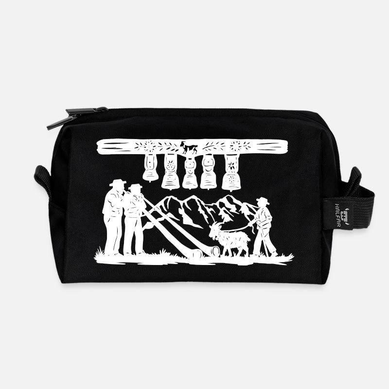 Glockenklang_white - Recycled Toiletry Zip Bag - black