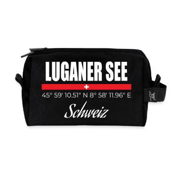 Luganer See - Recycelte Kulturtasche - Schwarz - Vorne
