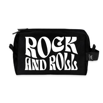 Retro Rock Typographic Print - Recycled Toiletry Zip Bag - black - Front