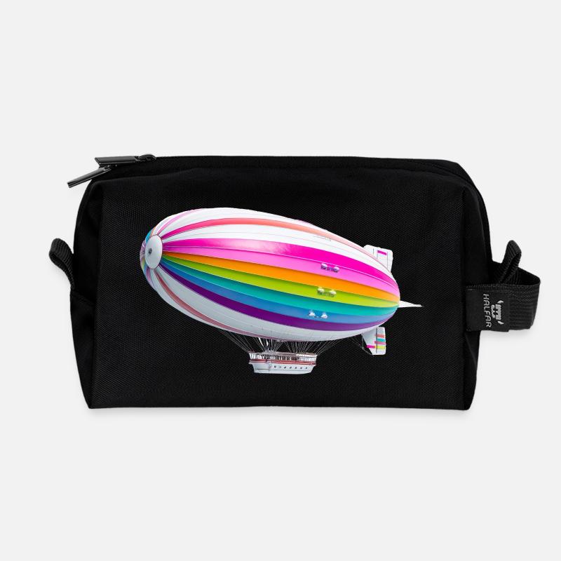 Regenbogen Zeppelin Druck - Recycelte Kulturtasche - Schwarz