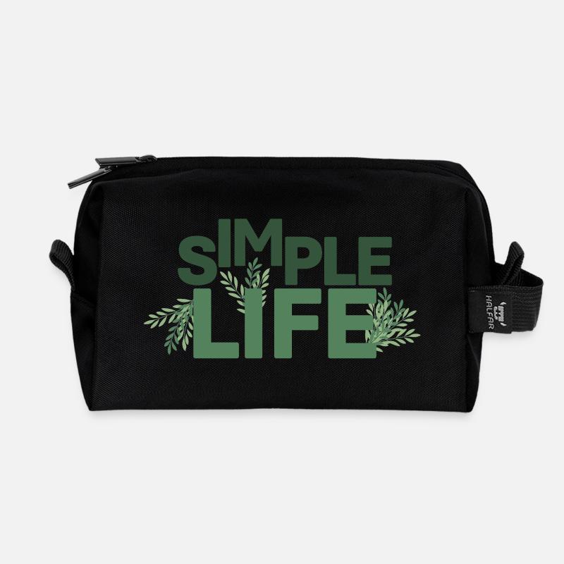Simple Life - Grün - Recycelte Kulturtasche - Schwarz