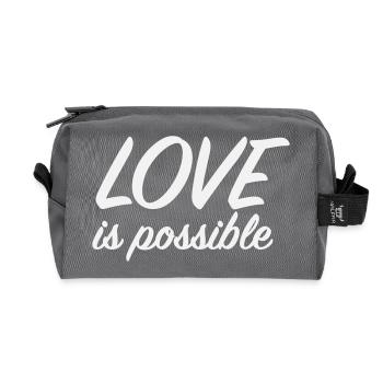 L’amour est possible - Scénario romantique minimaliste - Trousse de toilette en tissu recyclé - anthracite - Devant