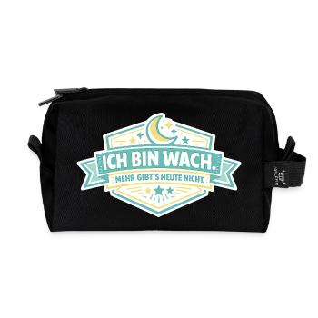 Ich bin wach Badge - Recycelte Kulturtasche - Schwarz - Vorne