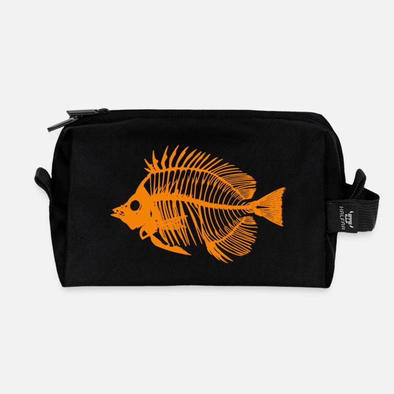 Fish Orange - Recycled Toiletry Zip Bag - black