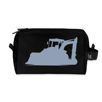 Excavator operator and construction equipment operator Silhouette – - Recycled Toiletry Zip Bag - black - Front