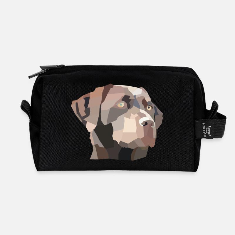 Labrador Kopf Braun Low Poly Mosaik - Recycelte Kulturtasche - Schwarz