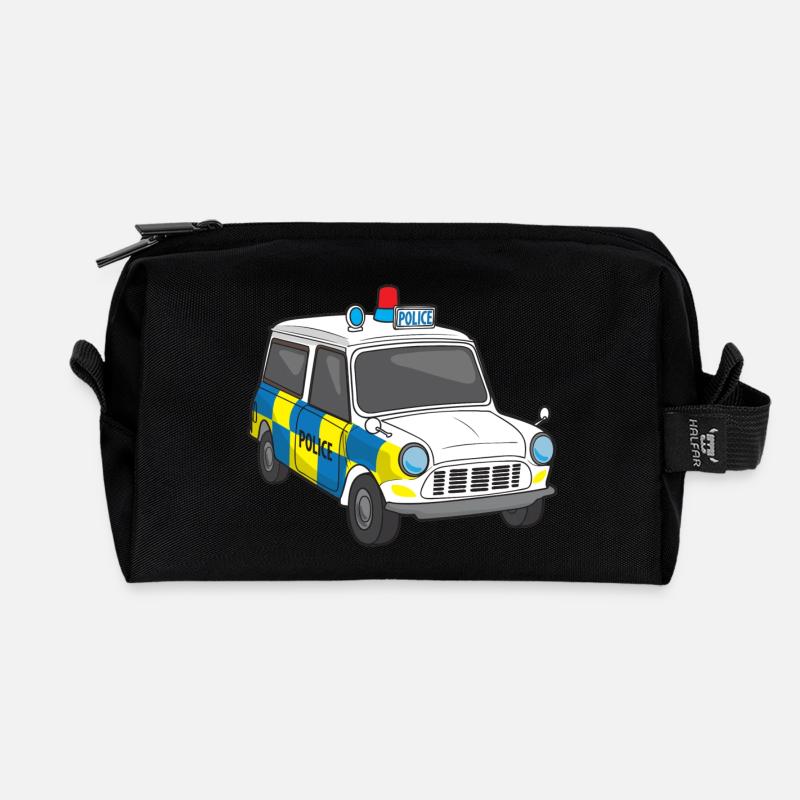 Police Car - Recycled Toiletry Zip Bag - black