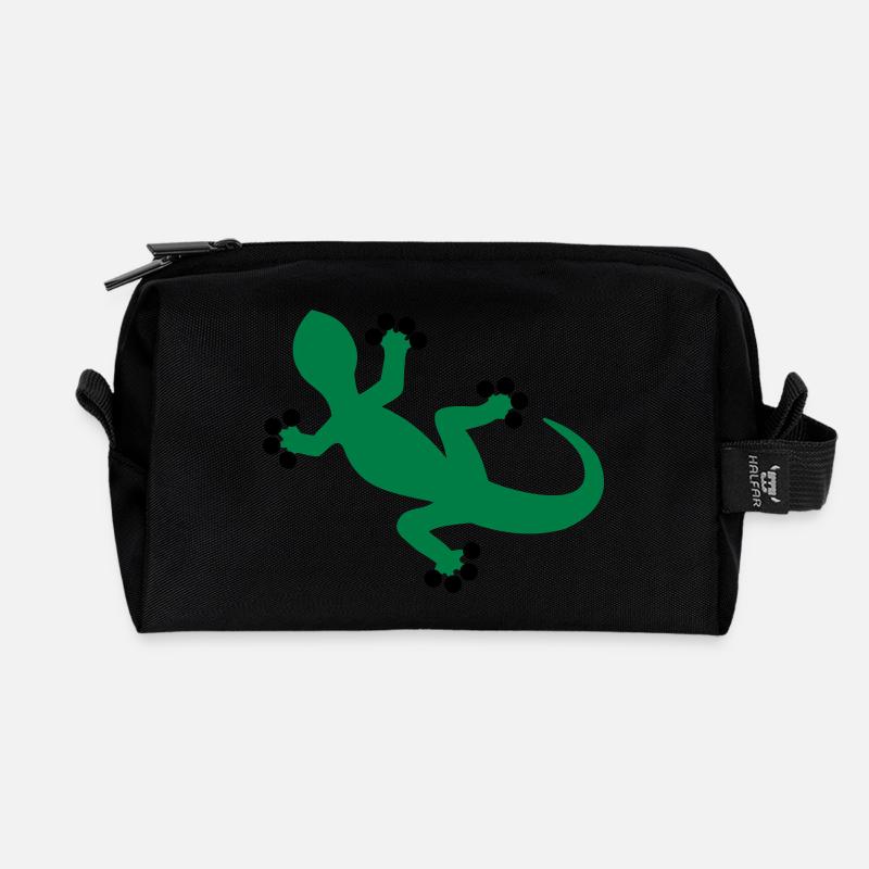 Gecko / Eidechse - Recycelte Kulturtasche - Schwarz