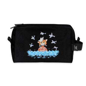 Fisch Katze - Recycelte Kulturtasche - Schwarz - Vorne