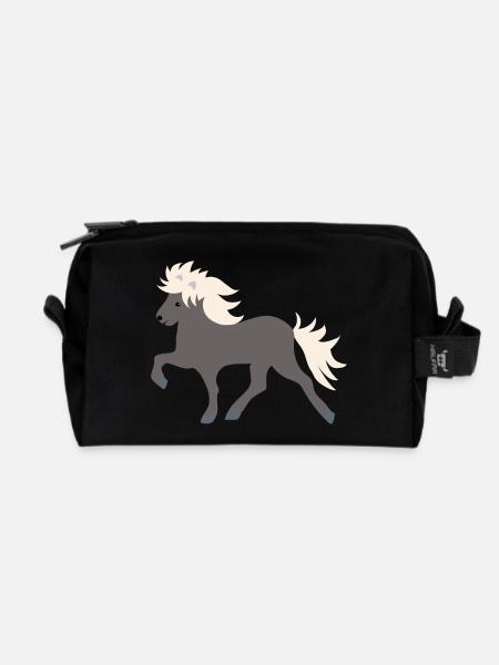 Windfarbenes Islandpferd - Recycelte Kulturtasche - Schwarz