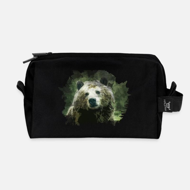 Bär - Recycelte Kulturtasche - Schwarz