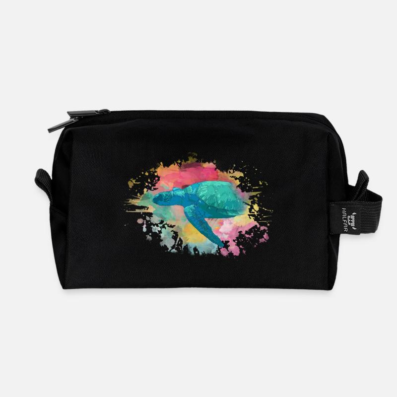 Schildkröte - Recycelte Kulturtasche - Schwarz