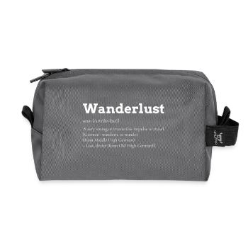 Wanderlust Fernweh Geschenk Backpacker Urlaub - Recycelte Kulturtasche - Anthrazit - Vorne