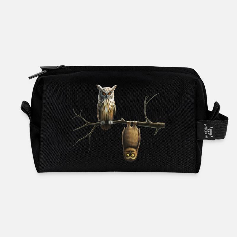 Eulen - Recycelte Kulturtasche - Schwarz