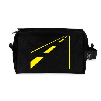 road / Straße (1c) - Recycelte Kulturtasche - Schwarz - Vorne