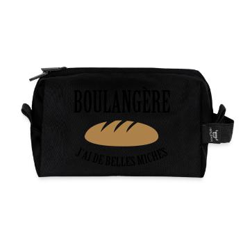 Boulangère : j'ai de belles miches ! - Trousse de toilette en tissu recyclé - noir - Devant