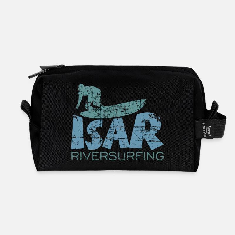 Isar Riversurfing (Vintage / Blue Green) - Recycled Toiletry Zip Bag - black