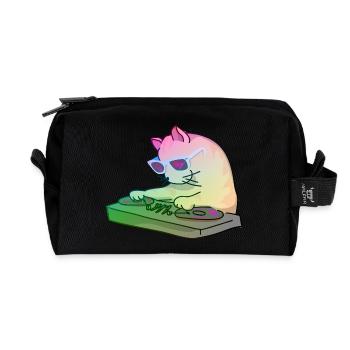 Rainbow DJ Kitty - dj cat - Recycled Toiletry Zip Bag - black - Front