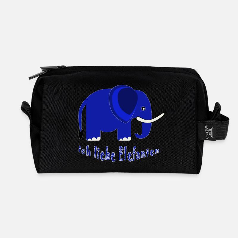 Blue Elephant I Love Elephants - Recycled Toiletry Zip Bag - black