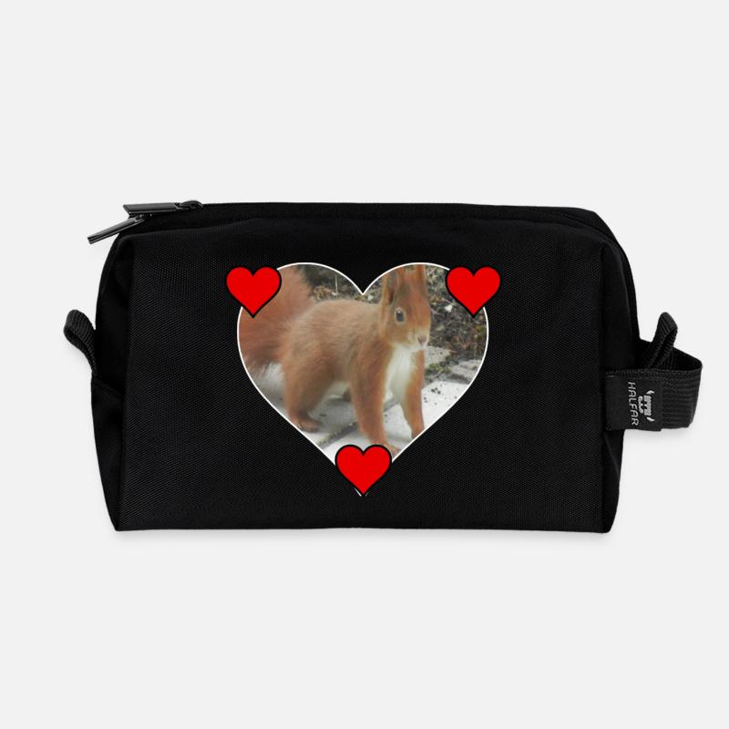 Eichhörnchen Squirrel Liebe Love Herz - Recycelte Kulturtasche - Schwarz