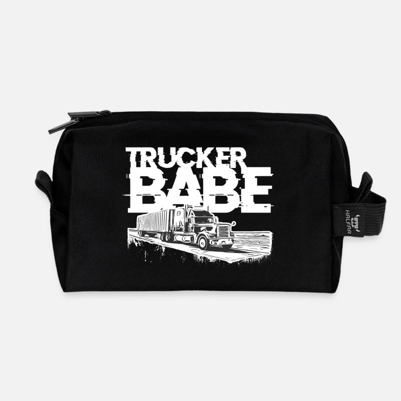 Trucker Babe - Recycelte Kulturtasche - Schwarz