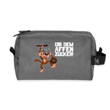 Gib dem Affen Zucker Spruch - Recycelte Kulturtasche - Anthrazit - Vorne