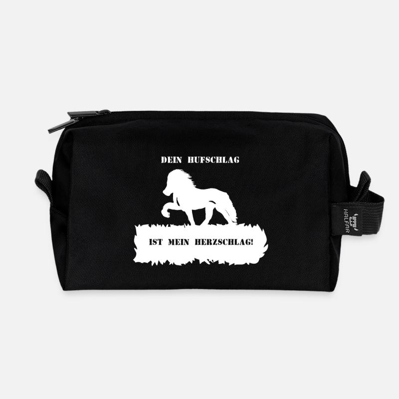 Spruch 8 mit Pferd 1 weiß - Recycelte Kulturtasche - Schwarz