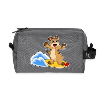 Erdmännchen Surfen Surfbrett Sommer - Recycelte Kulturtasche - Anthrazit - Vorne