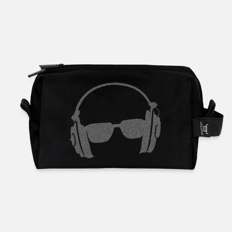 Kopfhörer Sonnenbrillen Silhouette - Recycelte Kulturtasche - Schwarz