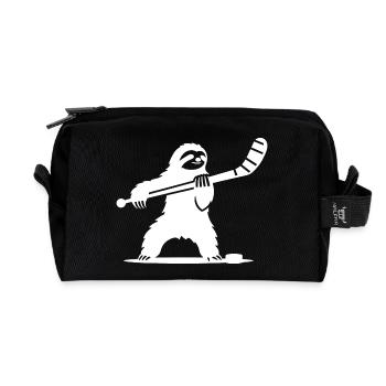 Faultier Eishockey Silhouette - Recycelte Kulturtasche - Schwarz - Vorne