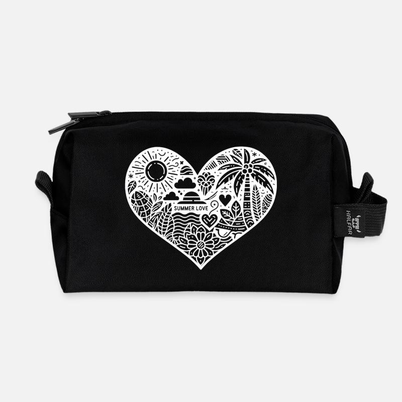 summer love herz - Recycelte Kulturtasche - Schwarz