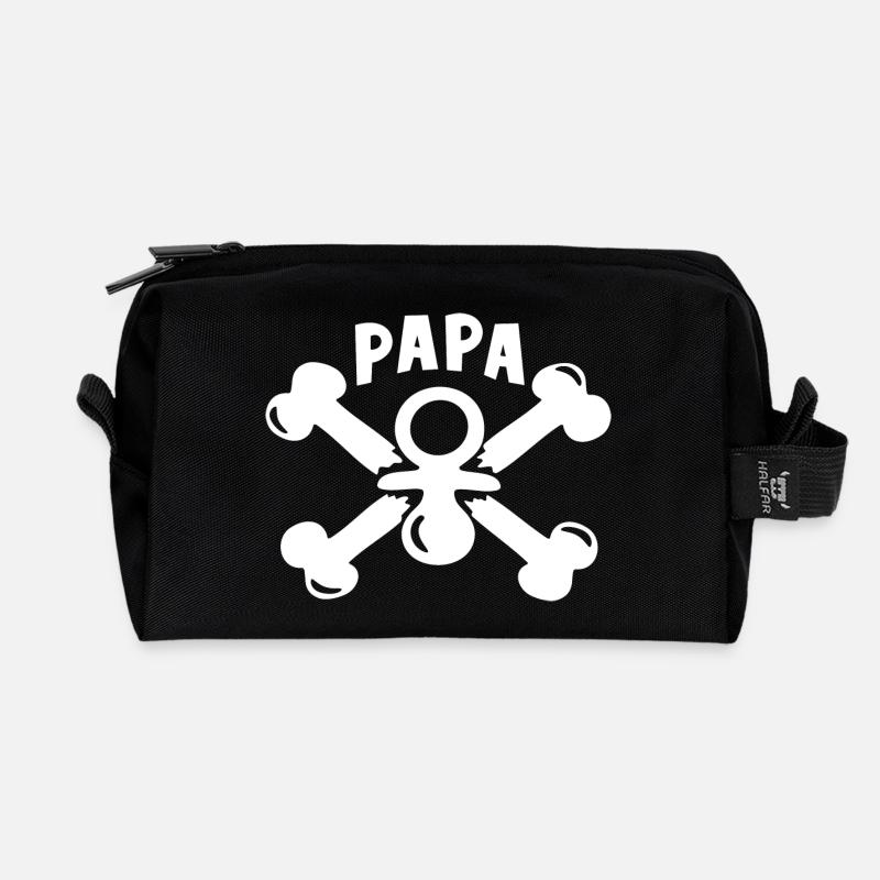 Papa Geburt Pirat Geschenk - Recycelte Kulturtasche - Schwarz