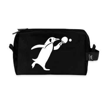 Silhouette de ping-pong pingouin - Trousse de toilette en tissu recyclé - noir - Devant