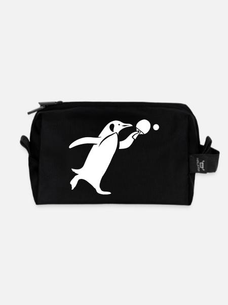 Silhouette de ping-pong pingouin - Trousse de toilette en tissu recyclé - noir