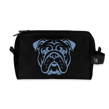 Dog Bulldog Portrait Head Silhouette - Recycled Toiletry Zip Bag - black - Front