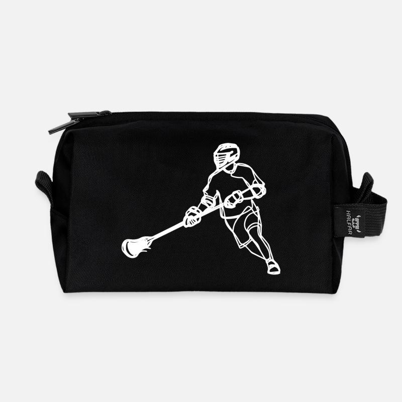 Lacrosse Spieler - Recycelte Kulturtasche - Schwarz