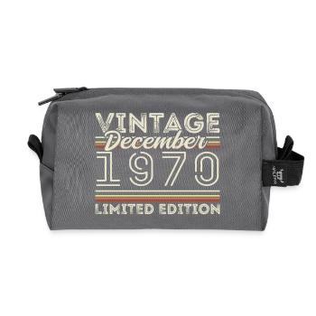 Vintage December 1970 - 55th Anniversary December - Recycled Toiletry Zip Bag - anthracite - Front